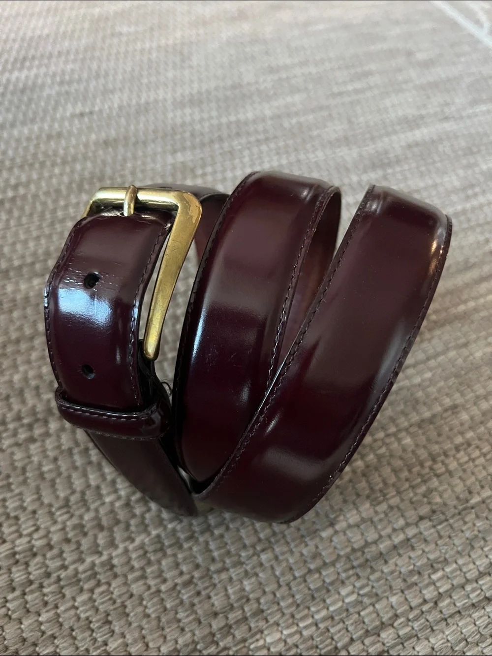 COACH Men’s Burgundy Leather and Brass Polished Cowhide #3931 Belt size 42